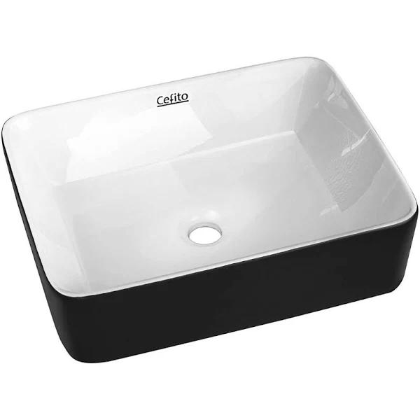 Cefito - Ceramic Bathroom Basin Sink Vanity Above Counter Basins Bowl - Black/White