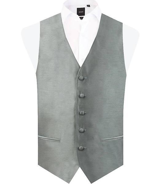 Dobell Mens Silver Vest Regular Fit Dupion 5 Button Size Large - AfterPay & zipPay Available