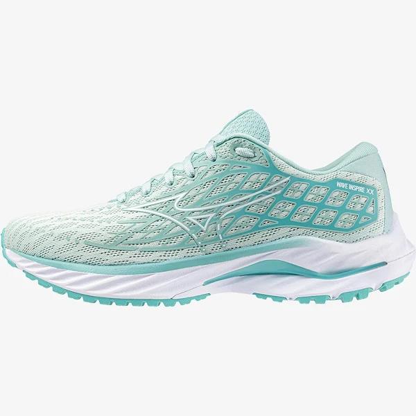 Womens Mizuno Wave Inspire 20, Eggshell Blue/White/Blue Turquoise / 12