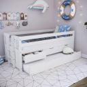 Kiki Solid Pine Bed with Junior Mattress - White