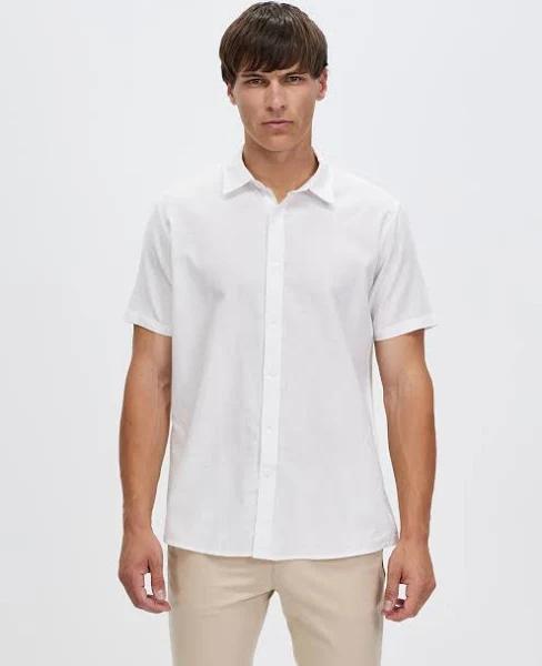 Staple Superior - Men's White Shirts - Hamilton Linen Blend SS Shirt - Size XXL at The Iconic