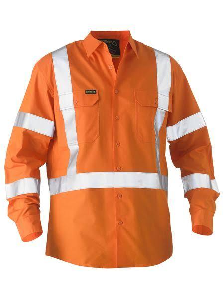 Bisley BS6266XT Hi-Vis X-Taped Recycled Drill Shirt - Orange / S