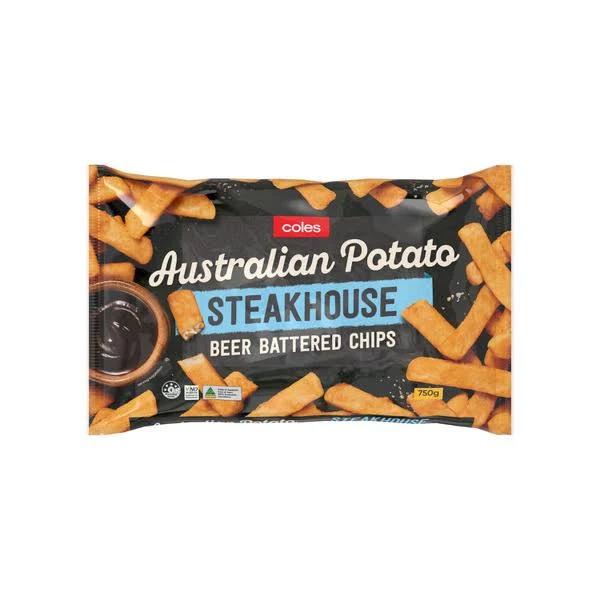 Coles Beer Battered Steakhouse Chips 750g