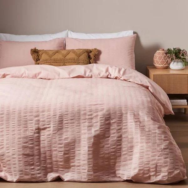 Target Greer Seersucker Quilt Cover Set | Pink | Size Single Bed