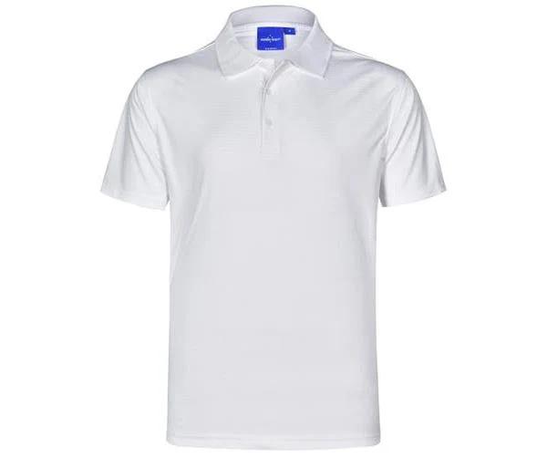 Isha | Mens CoolDry Self Striped Textured Polo White 1XL