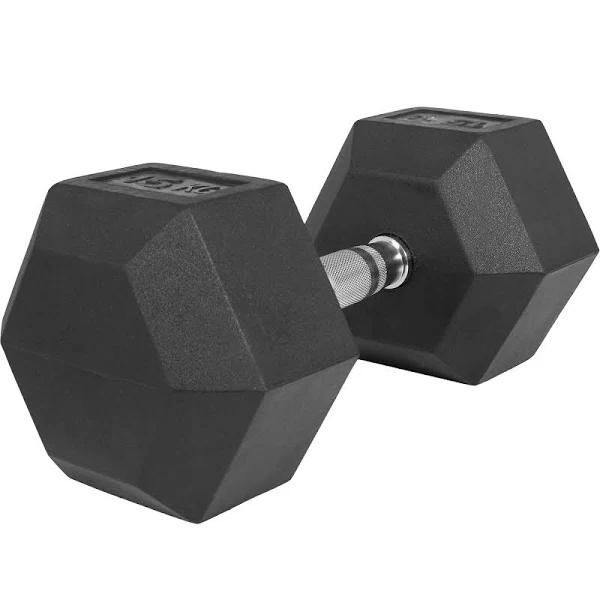 Gorilla Sports Premium Rubber Hex Dumbbell - 15kg