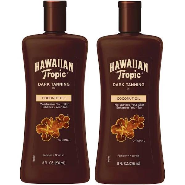 Hawaiian Tropic Dark Tanning Sun Care Moisturizing Oil 8 Ounces Twin Pack