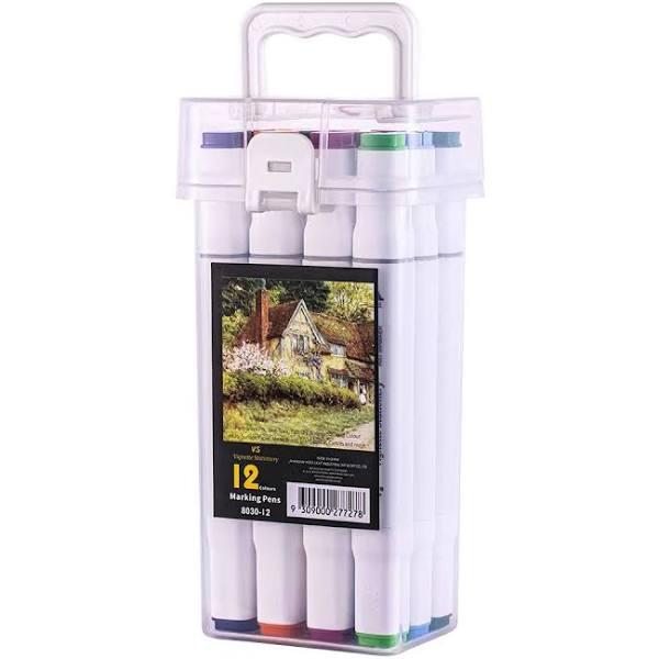 【Back in Stock】Colour Markers Dual Nibs Alcohol Base Colour Coding with Bucket - White Marker Included in 80 Pack 12