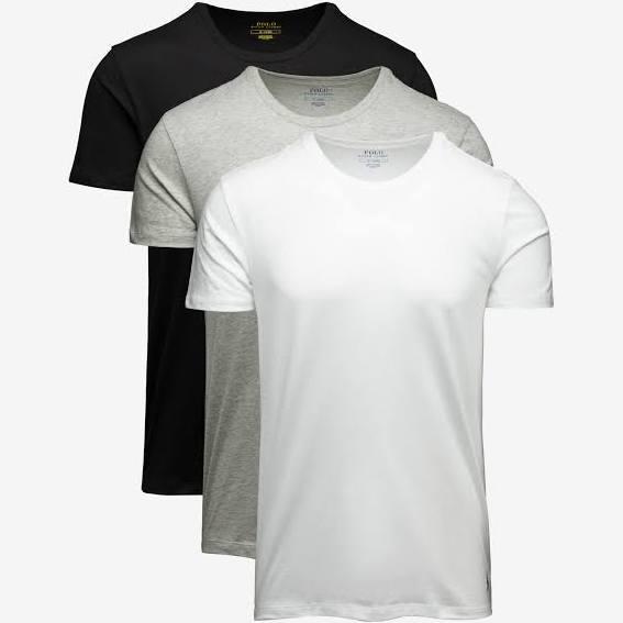 Polo Ralph Lauren 3 Pack Crew Neck T-shirts - Black, White & Grey