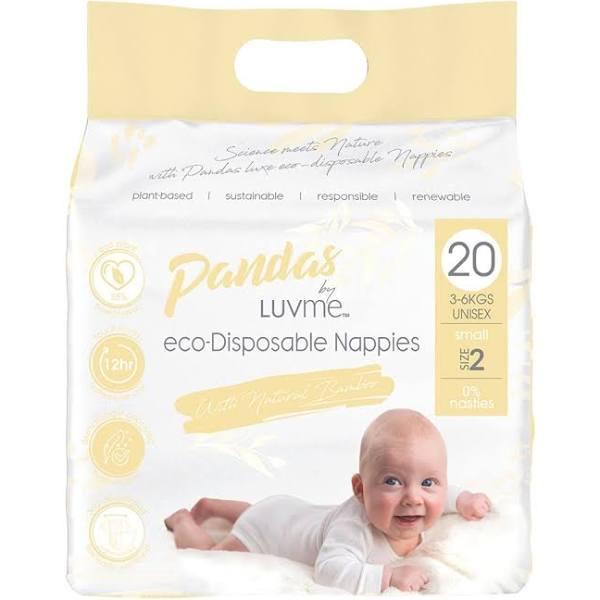 Pandas by Luvme Eco Disposable Nappies Small (3-6kgs) 20 PK