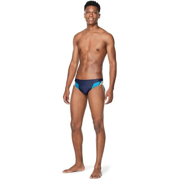 Speedo Men's Edge Splice Brief Swimsuit - Navy/Light Blue - Swimoutlet.com