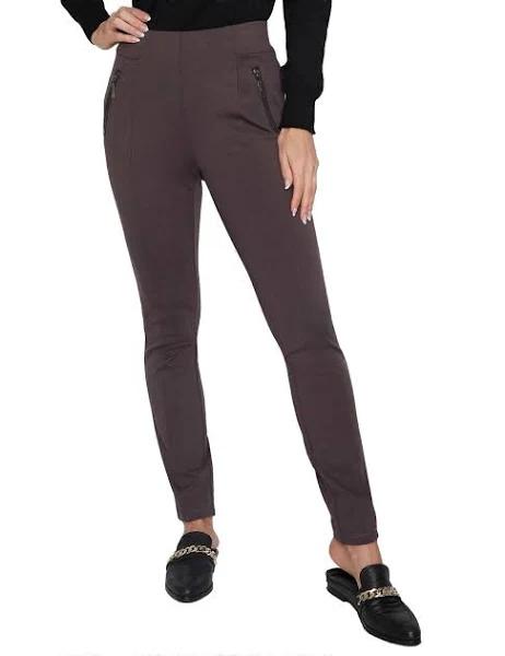 Millers Full Length Slim Leg Pannelled Ponte Zip Pant - Size 20 - Womens - Latte Dark