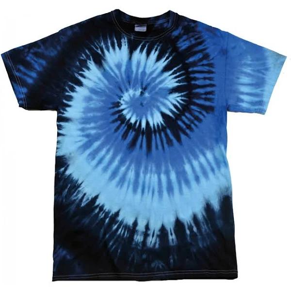 Colortone Womens/Ladies Rainbow Tie-Dye Short Sleeve Heavyweight T-Shirt Blue Ocean 2XL