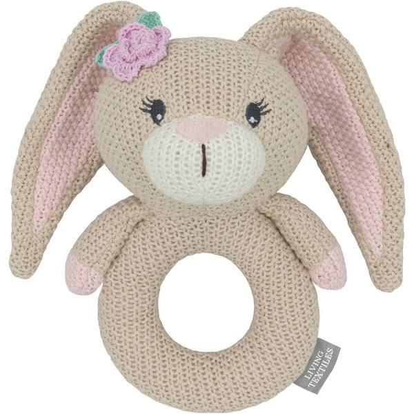 Living Textiles Whimsical Knitted Ring Rattle (Amelia The Bunny)