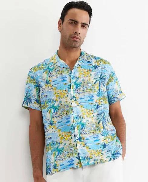 Sportscraft Men's Vic Short Sleeve Liberty Cuban Shirt in Size 3XL