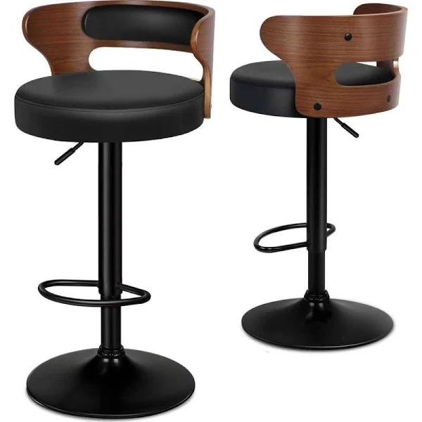 ALFORDSON 2x Bar Stool Kitchen Swivel Chair Wooden Leather Gas Lift Ramiro Black - AfterPay & zipPay Available