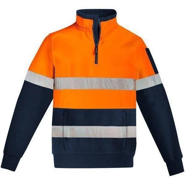 Qld Workwear Suppl | Syzmik Mens Hi Vis 1/4 Zip Pullover- Hoop ZT566 4XL / Orange/Navy