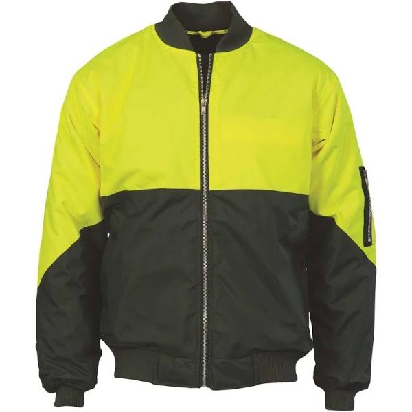 DNC HiVis Two Tone Flying Jacket - Yellow/Bottle Green - L