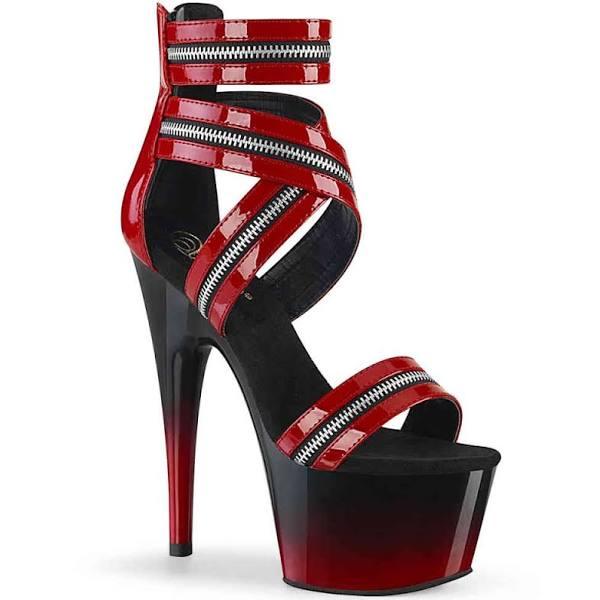 Pleaser ADORE-766 Red Patent/Black-Red Platform Sandal Size 5