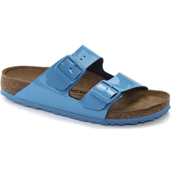 Birkenstock Arizona Birko Flor Womens Patent Sky Blue Sandals - EU 38