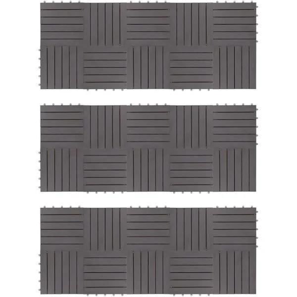 vidaXL - Decking Tiles 30 Pcs Wash Solid Acacia Wood - Grey - 30x30 cm