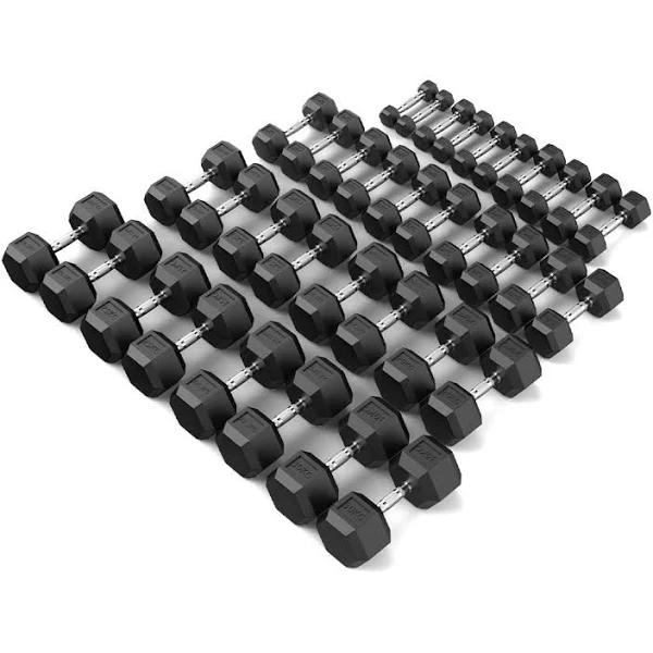 1-30kg Rubber Hex Dumbbell Set