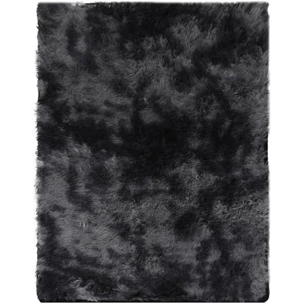 Marlow Floor Shaggy Rugs Soft Large Carpet Area Tie-Dyed Black Colour 200x230cm