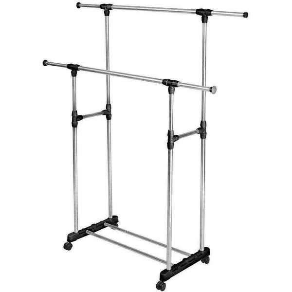 OliandOla Clothes Rack Double Stainless Shelf Hanger Garment Holder Adjustable Coat