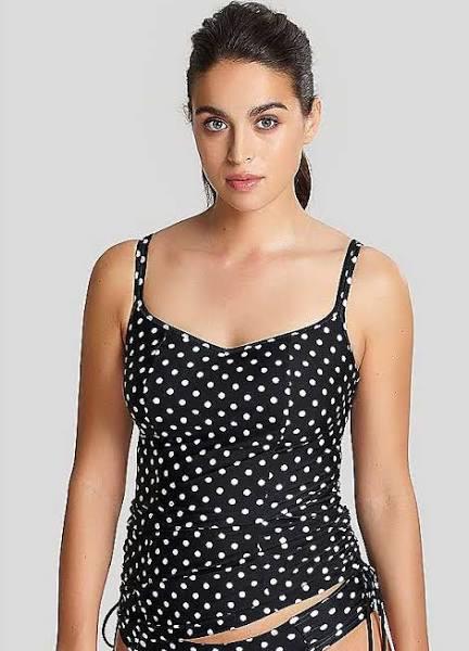 Panache Black/White Anya Spot Balconnet Tankini Swim Top, US 42F