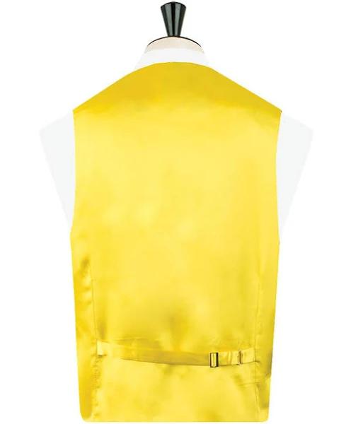 Dobell Mens Yellow Vest Regular Fit Dupion 5 Button Size Medium - AfterPay & zipPay Available