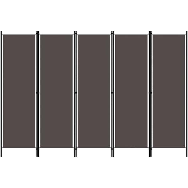 vidaXL 5-Panel Room Divider Anthracite 250×180 cm