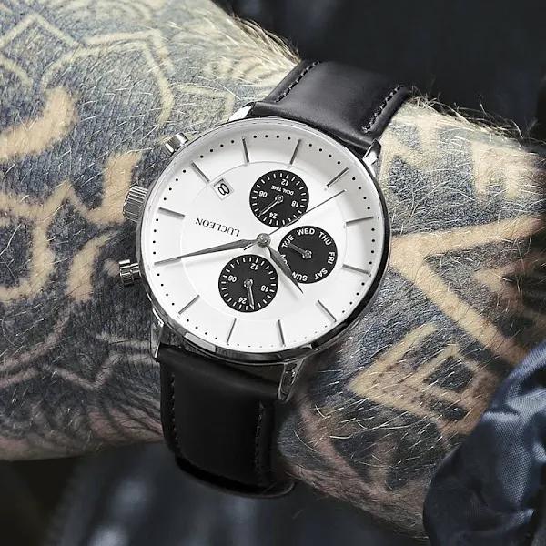 Ternion | Black and White Stainless Steel Dual-Time Watch - For Men - Lucleon