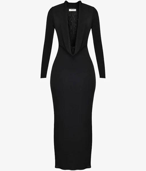 House of CB Saskia Draped Maxi Dress in Black S