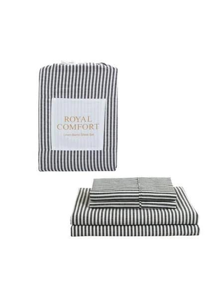 Royal Comfort Bedding Set 1 x Linen Blend Sheet Set and 2 x Air Mesh Pillows - Charcoal - King - AfterPay & zipPay Available