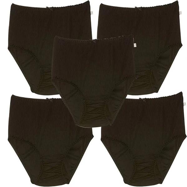 5 Pack Hestia Heroes Full Womens Underwear Undies Panties Briefs Black W10072 Ladies 12-14