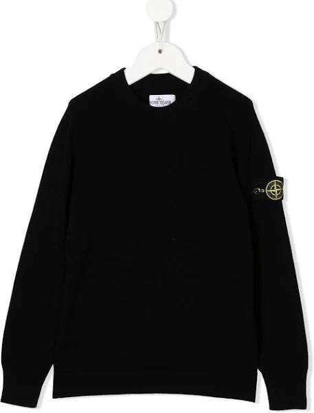 Stone Island Junior logo-patch Round Neck Jumper - Black