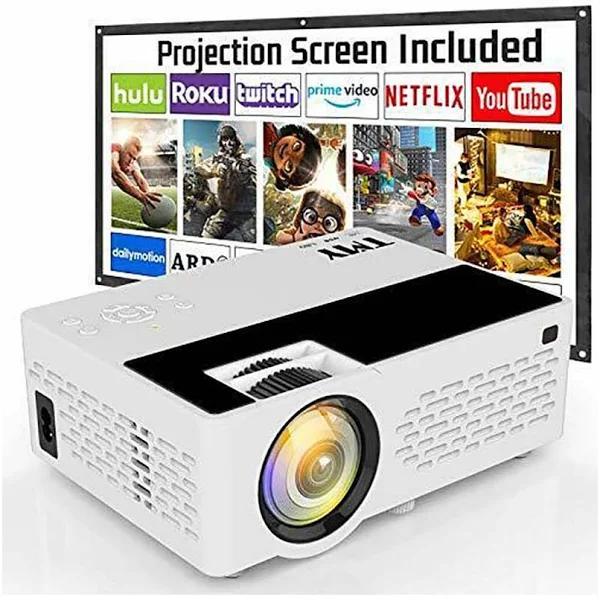 TMY Projector 7500 Lumens With 100 Inch Projector Screen, 1080p Full HD Supported Video Projector, Mini Movie Projector Compatible With TV Stick HDMI