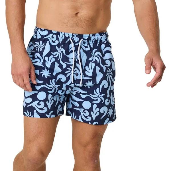 Wave Zone Men's Print Swim Shorts - Navy - Size XL