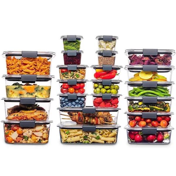 Rubbermaid Brilliance Bpa Free Food Storage Containers With Lids, Airtight, For Lunch, Meal Prep, and Leftovers, Set of 22