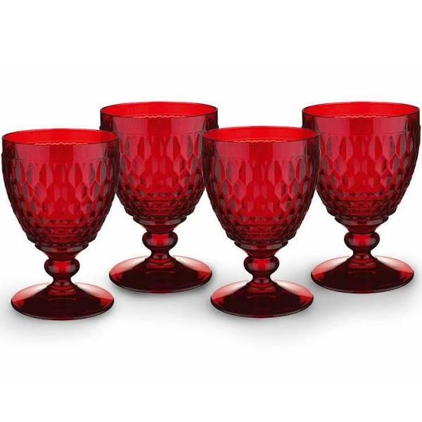 Villeroy & Boch 14 oz Boston Crystal Goblet, Set of 4 Red