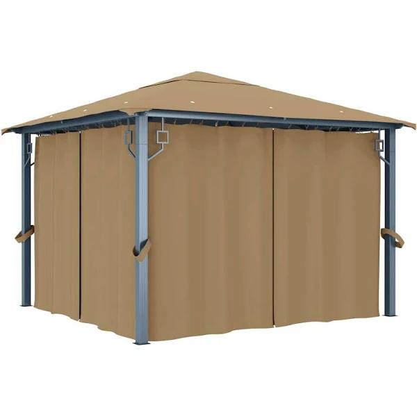 vidaXL Aluminium 300 x 300 cm Gazebo with Curtain - Taupe