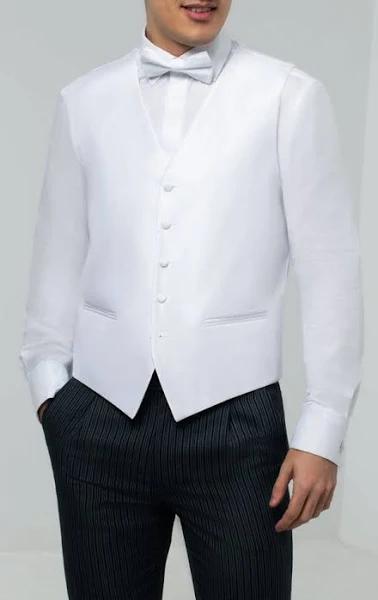 Dobell Mens White Vest Regular Fit Dupion 5 Button Size XXX-Large - AfterPay & zipPay Available