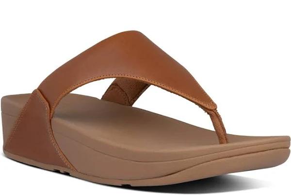 FitFlop Lulu Leather Light Tan Toe-Post Sandals - US 7.5