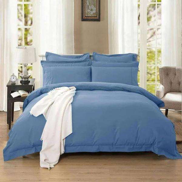 1000TC Tailored Double Size Quilt/Doona/Duvet Cover Set - Greyish Blue