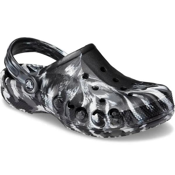 Crocs Unisex Baya Marbled Clogs Black/White M13