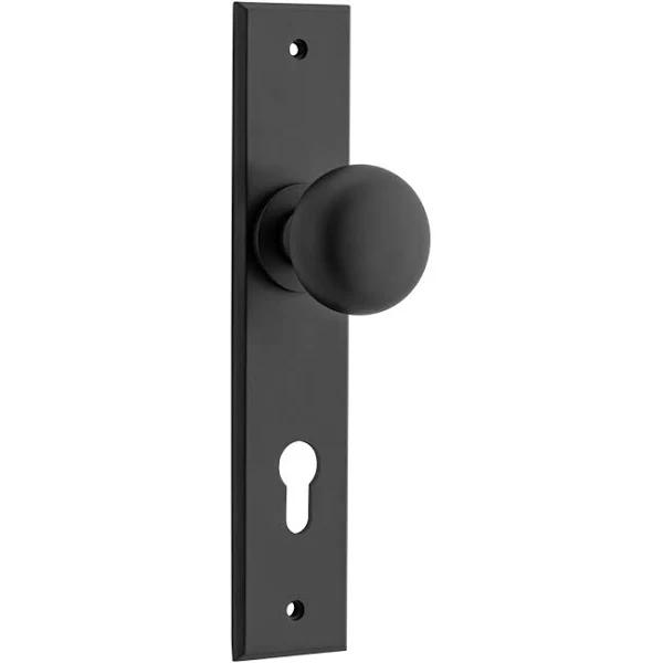 Iver Door Knob Cambridge Chamfered Euro Pair Matt Black