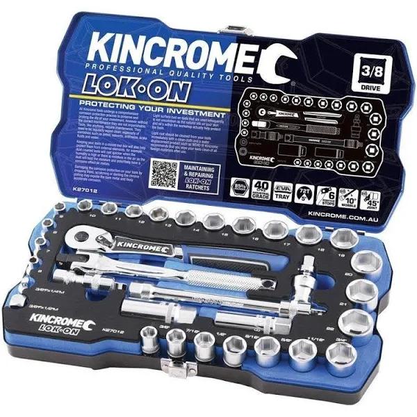 Kincrome LOK-ON Socket Set 33 Piece 3/8" Drive K27012