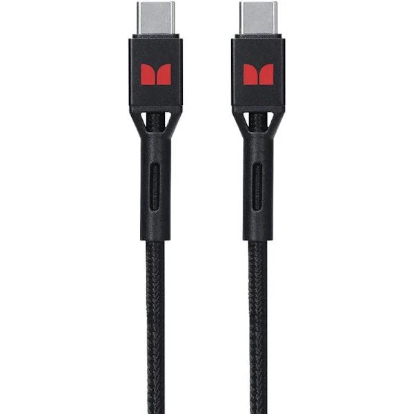 Monster Braided Tough 1.2m USB-C to USB-C Charging/Sync Phone Power Cable Black