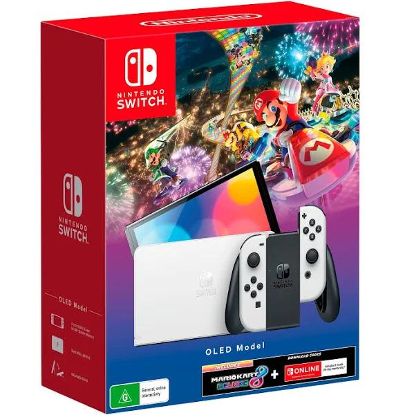 Nintendo Switch OLED White Mk8 Deluxe Hardware Bundle