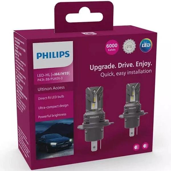 Philips Ultinon Access2500 LED H4/19 Headlight Globe 12V Pair 11342U2500X2